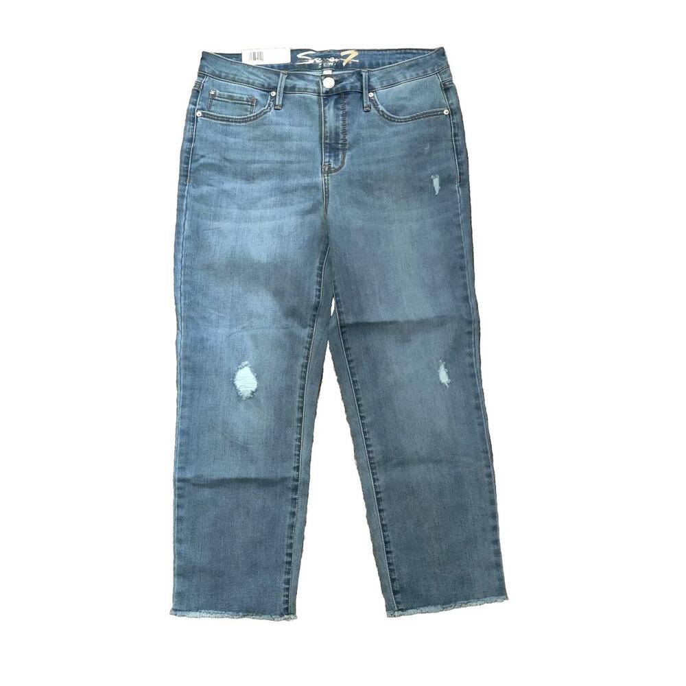 NWT Seven 7 Cropped Jeans Women's Size 8 Tower Straight High Waist Denim Pants‎